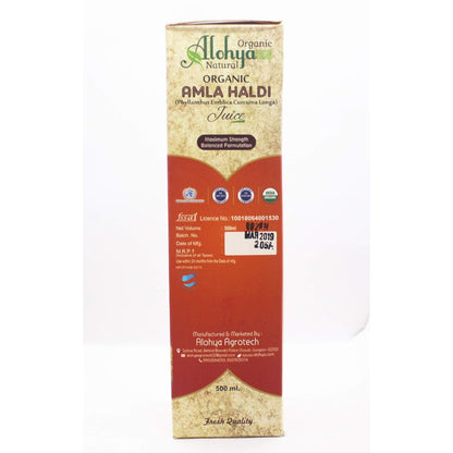 Amla Haldi Juice | (Phyllanthus Emblica Curcuma Longa) – USDA Organic – No Added Sugar, Color, Vitamins &amp;amp; Minerals – Alohya Organic – 500ml