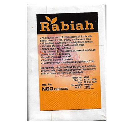 Virgin Coconut Oil &amp;amp; Coconut Milk Royal Saffron Soap – Rabiah – 100gm