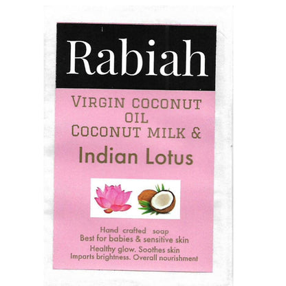 Soap | Lotus (Blend Of Virgin Coconut Oil &amp;amp; Milk With Indian Lotus Extract) – Best For Babies – Hand Crafted – Healthy Glowing, Soothes Skin &amp;amp; Sensitive Skin – Rabiah – 100gm