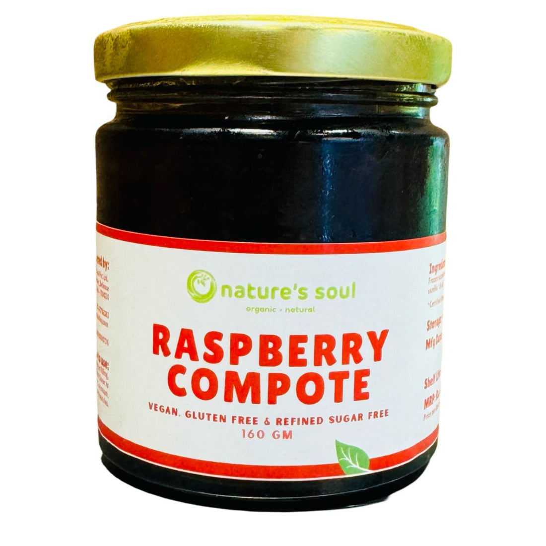 Raspberries Compote - Fresh - Vegan, Gluten Free & Refined Sugar Free - Made with Organic Ingredients - 160gm