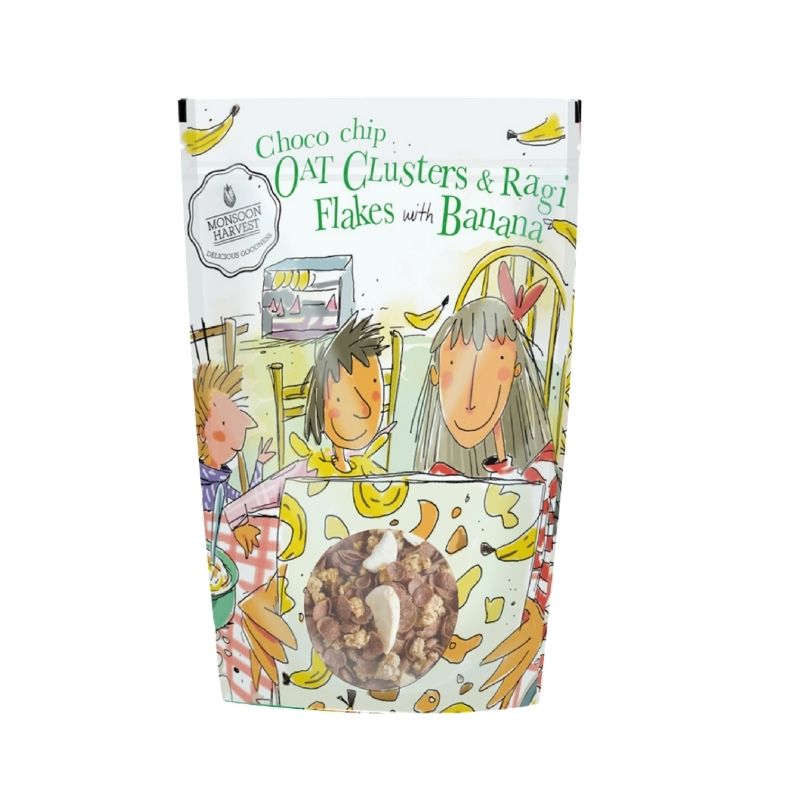 Chocochip Oat Clusters &amp;amp; Ragi Flakes With Banana - Wingreens Harvest - 350gm