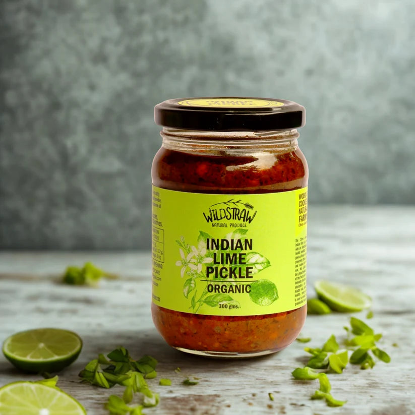 Pickle | Indian Lime Pickle -Made with Sun-Cured Indian limes-Boosts immunity and Aids Iron absorption - No added Vinegar, Sugar or Preservativess– Wildstraw – 300gm