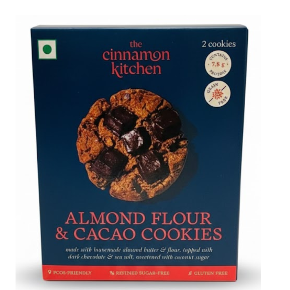 Cookies | Almond Flour &amp; Cacao Cookies - Buttery &amp; Flaky - Vegan, Gluten Free, Refined Sugar Free &amp; PCOS Friendly - The Cinnamon Kitchen - Pack of 2