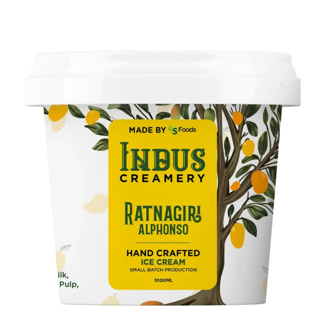 Ice Cream | Ratnagiri Mango – Hand Crafted Ice Cream – 100% Natural – No Added Preservatives, No Oil Fat & No Stabilisers – INDUS CREAMERY – 500ml