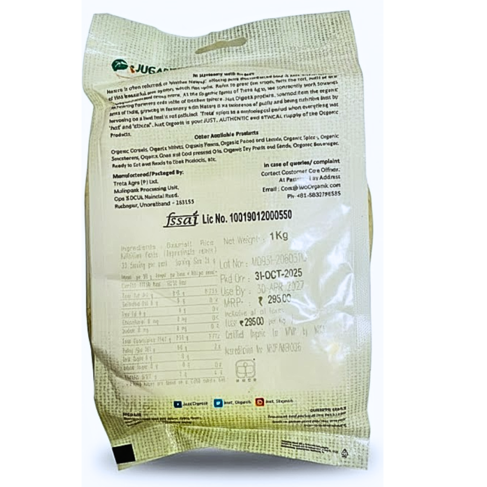 Rice | Ganga Yamuna Basmati Rice  - Just Organik - 1000gm
