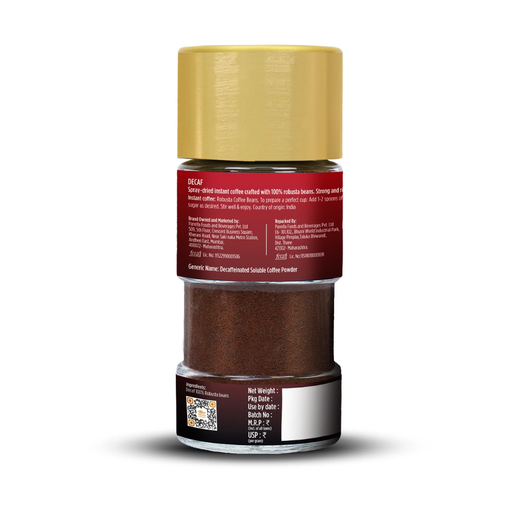 Coffee | Decaf Premium Instant Coffee - 100% Robusta (No Caffeine)-TGL Co-100gm