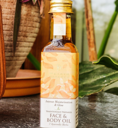 Face &amp;amp; Body Oil | Traditionally Prepared - Natural - Intense Moisturisation &amp;amp; Glow - 7 Ayurvedic Hers -No Minerals Oils, No Petrochemicals, No Synthetic &amp;amp; No Added Preservatives - The Earth Reserve - 100ml
