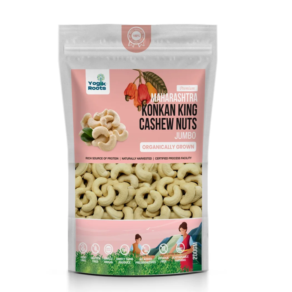 Cashew Nuts | Jumbo (Konkan King) – Maharashtra – Rich Source Of Protein – Naturally Harvested – Gluten Free, Non GMO, No Added Preservatives &amp;amp; Residue Free – Yogik Roots – 500gm