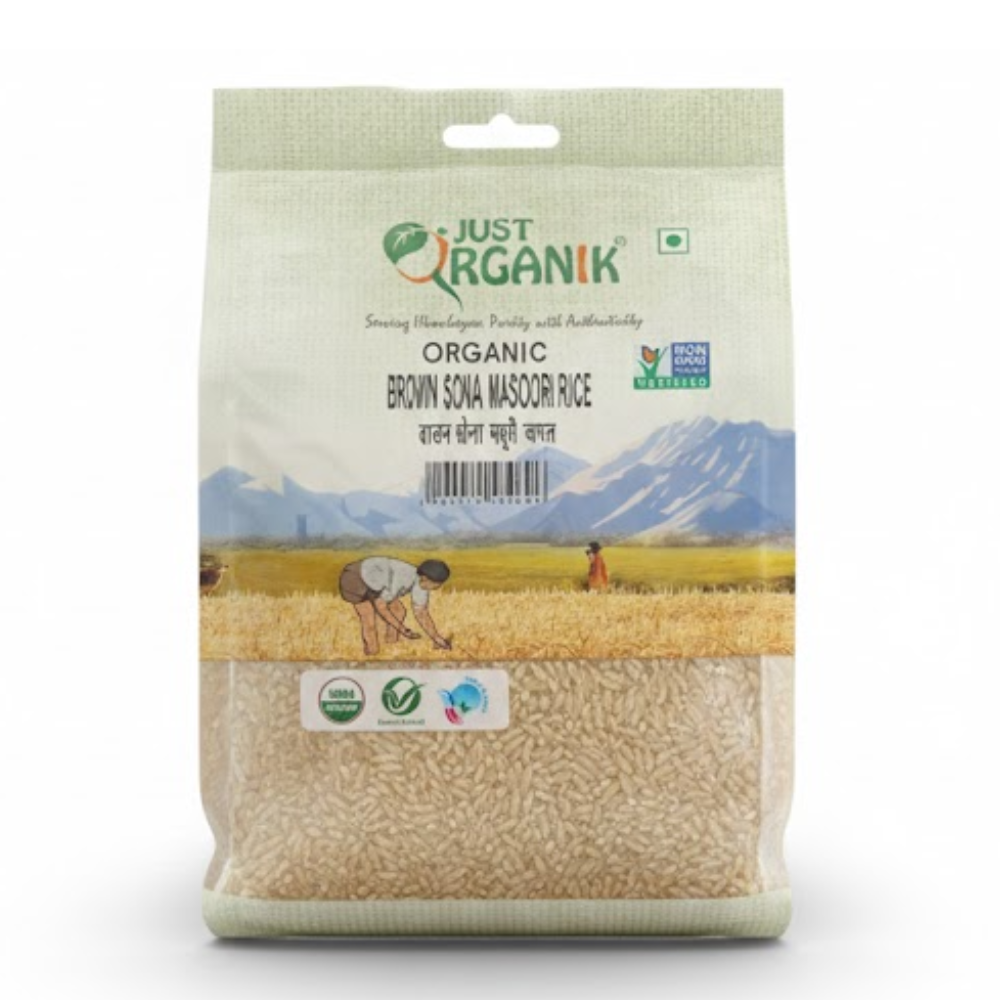 Rice | Brown Sona Masoori Rice - Just Organik - 1000gm