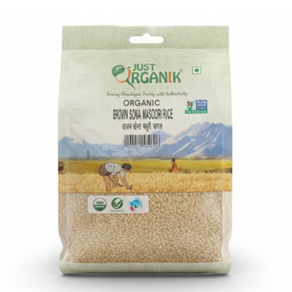 Rice | Brown Sona Masoori Rice - Just Organik - 1000gm