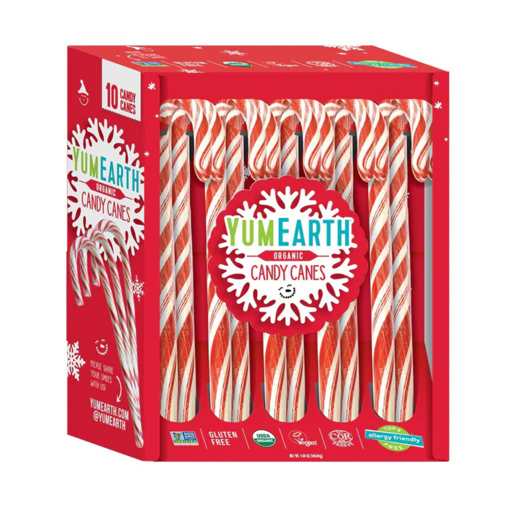 Candy | Candy Canes - USDA Organic - Vegan, Gluten Free, Non GMO &amp; No High Fructose Corn Syrup Or No Artificial Dyes - Yum Earth - 140gm