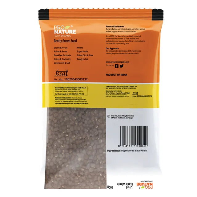 Urad | Whole Black - Organic - Pro Nature - 500gm