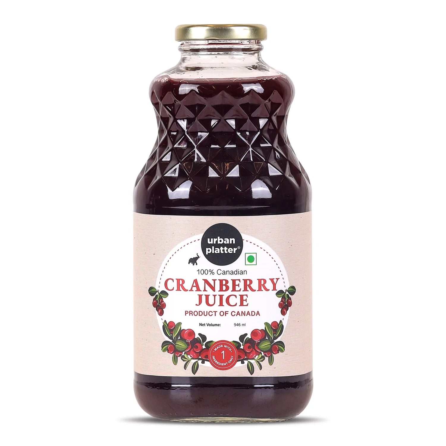 Cranberry Juice | Canadian - Natural - Rich Source Of Vitamin C - No Added Preservatives, Color &amp; No Added Sugar - Urban Platter - 1000ml