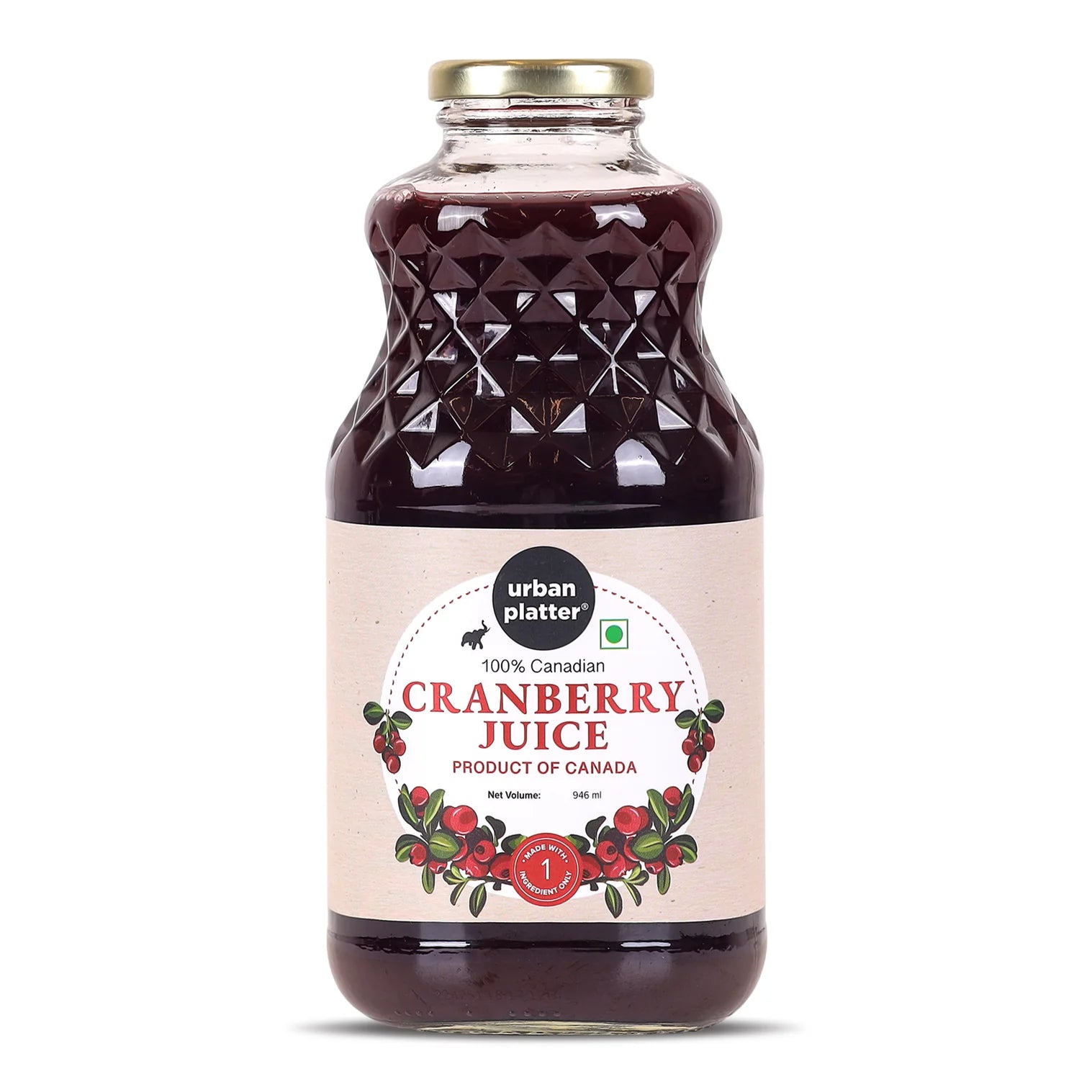Cranberry Juice | Canadian - Natural - Rich Source Of Vitamin C - No Added Preservatives, Color &amp; No Added Sugar - Urban Platter - 1000ml
