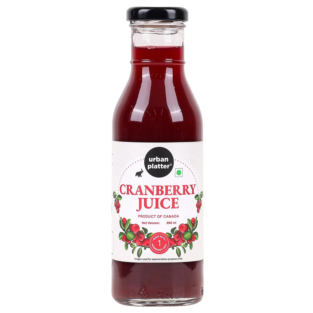 Juice | Pure Canadian Cranberry Juice (Made With Only One Ingredients) - All Natural - Unsweetened - Canadian -  Good for UTI Health, Antioxidant Powerhouse & Preservative Free - Urban Patter - 350ml