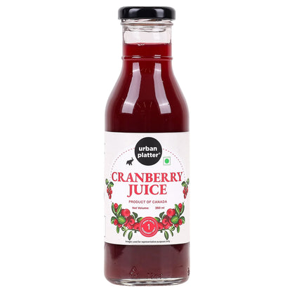 Juice | Pure Canadian Cranberry Juice (Made With Only One Ingredients) - All Natural - Unsweetened - Canadian -  Good for UTI Health, Antioxidant Powerhouse &amp; Preservative Free - Urban Patter - 350ml
