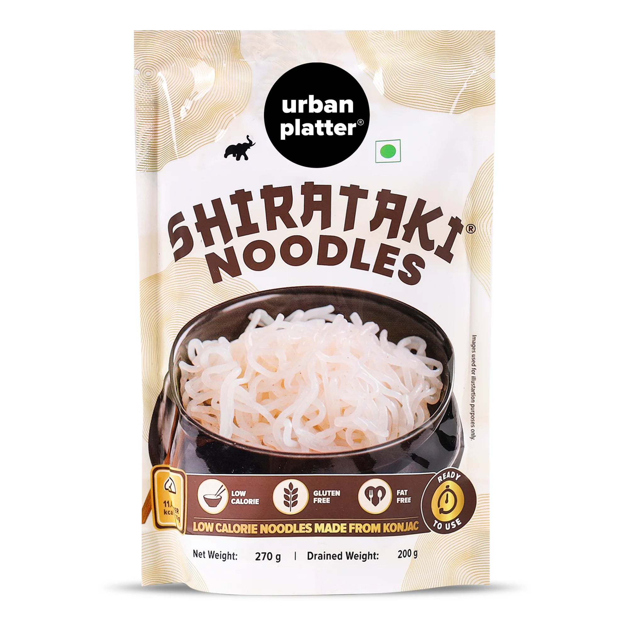 Shirataki Noodles – Gluten Free, Fat Free, Msg Free &amp; Low Carb - Urban Platter – 270gm