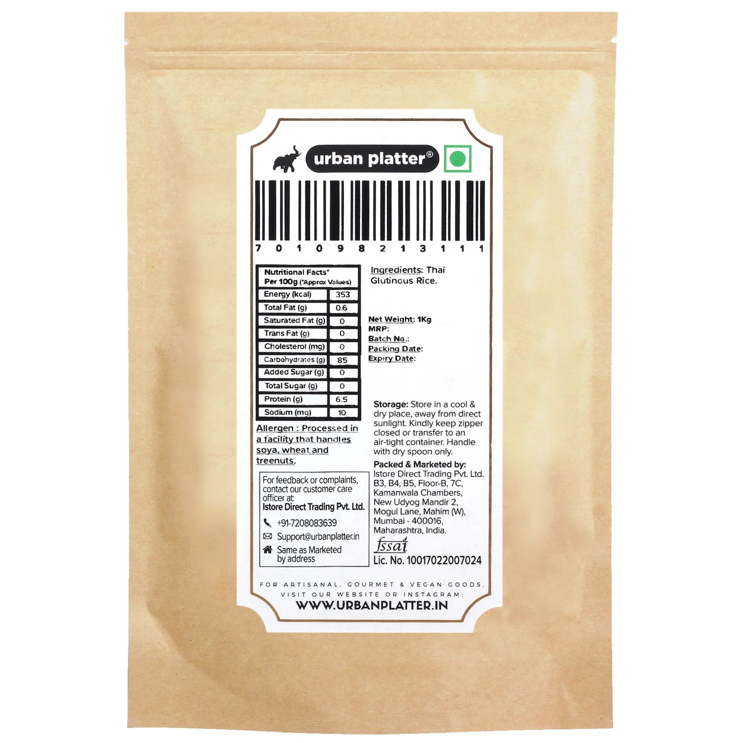 Glutinous Rice - Thai - Urban Platter – 1000gm