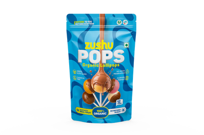 Lollipops | Organic Chocolate lollipops - Made With Real Fruit Pops - 100% Plant Based , Chemical Free, No Refined Sugar- Zushu - 12Pops - 114gm
