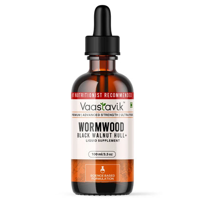 Liquid Supplement | 80% Wormwood plus Black Walnut Hull Extract Tincture - Non GMO &amp; No preservatives - Vaastavik - 100ml