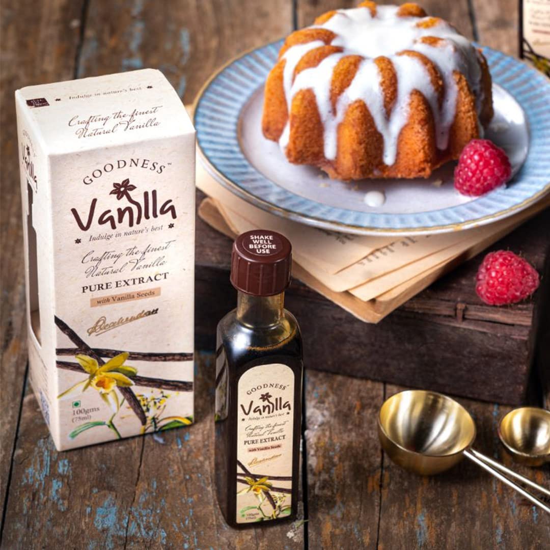 Vanilla Extract | (With Vanilla Seeds) - Natural - Alcohol Free &amp; No Preservatives - Goodness Vanilla - 100gm