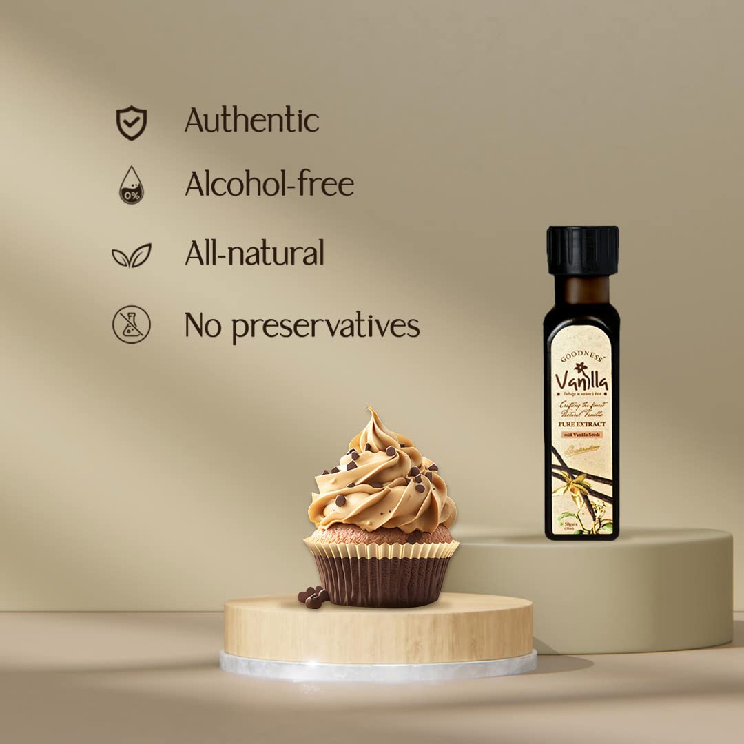 Vanilla Extract | (With Vanilla Seeds) - Natural - Alcohol Free &amp; No Preservatives - Goodness Vanilla - 100gm