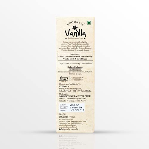 Vanilla Extract | (With Vanilla Seeds) - Natural - Alcohol Free &amp; No Preservatives - Goodness Vanilla - 100gm