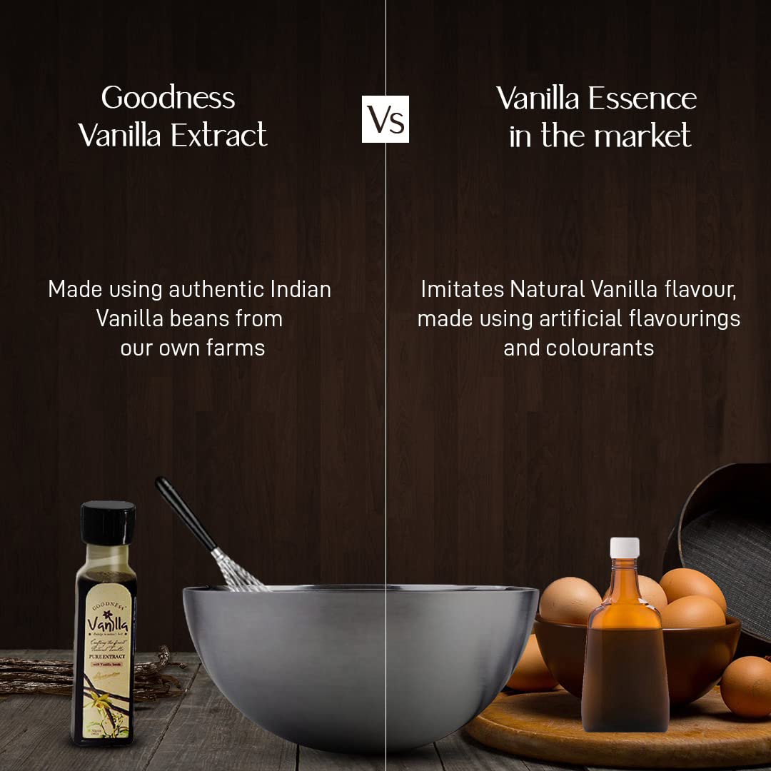 Vanilla Extract | (With Vanilla Seeds) - Natural - Alcohol Free &amp; No Preservatives - Goodness Vanilla - 100gm