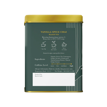 Tea | Black Tea - Vanilla Spice Chai  – Sweet, Smooth, Aromatic, Notes - USDA Organic – Luxmi Estates – 100gm