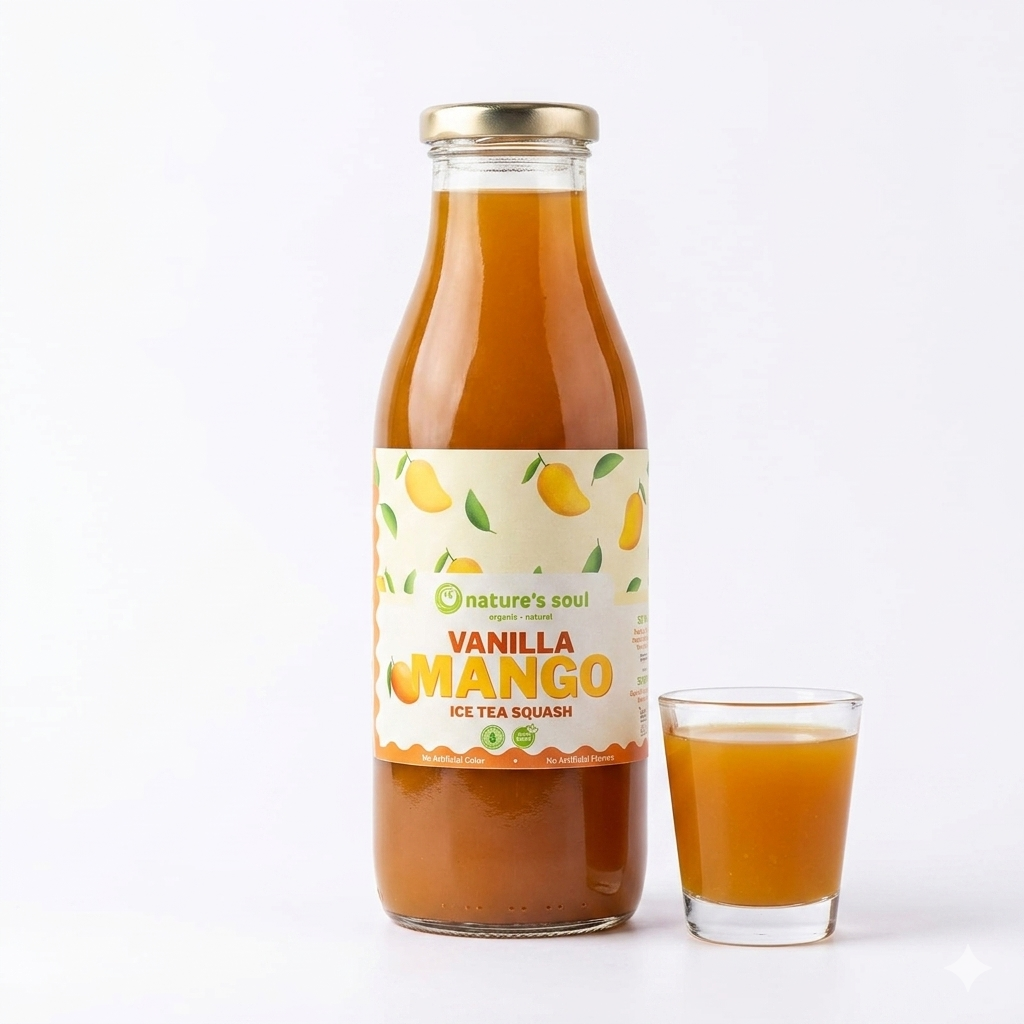 Squash | Vanilla Mango (Ice Tea Squash)-Made with Alphonso Mango &amp; Nuxalbari Black Tea  -Gluten Free, 100% Vegan -No Preservatives, Stabilisers, and No Emulsifiers - Nature&