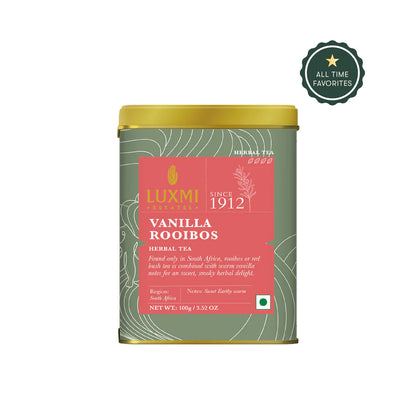 Tea | Vanilla Rooibos - Sweet Earthy Warm Notes - Organic Herbal Tea - Luxmi Estates - 100gm