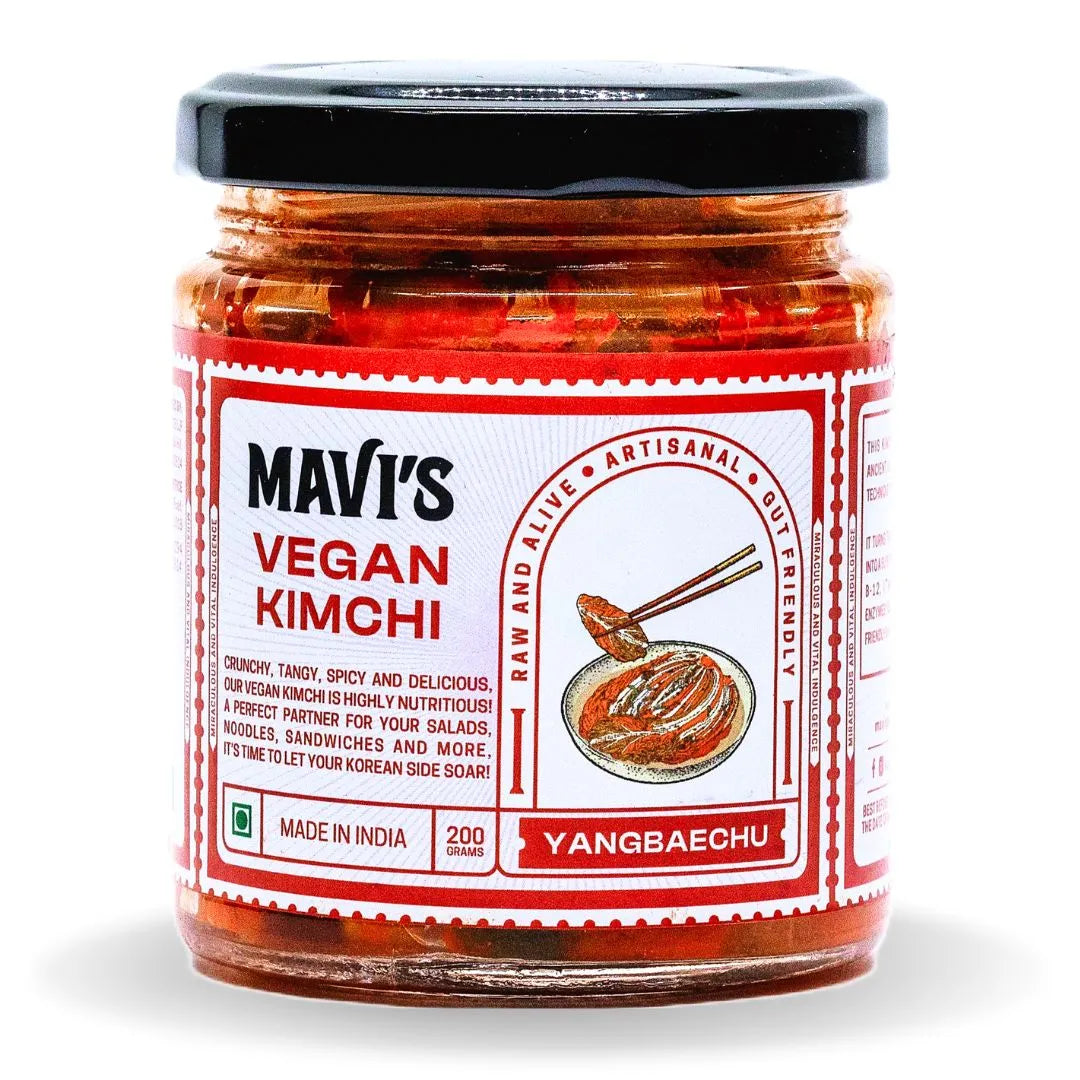 Kimchi | Vegan Kimchi Crunchy, Tangy, Spicy - Vegan, No Added Vingear, Flavours &amp; No Preservatives - MAVI’s - 200gm