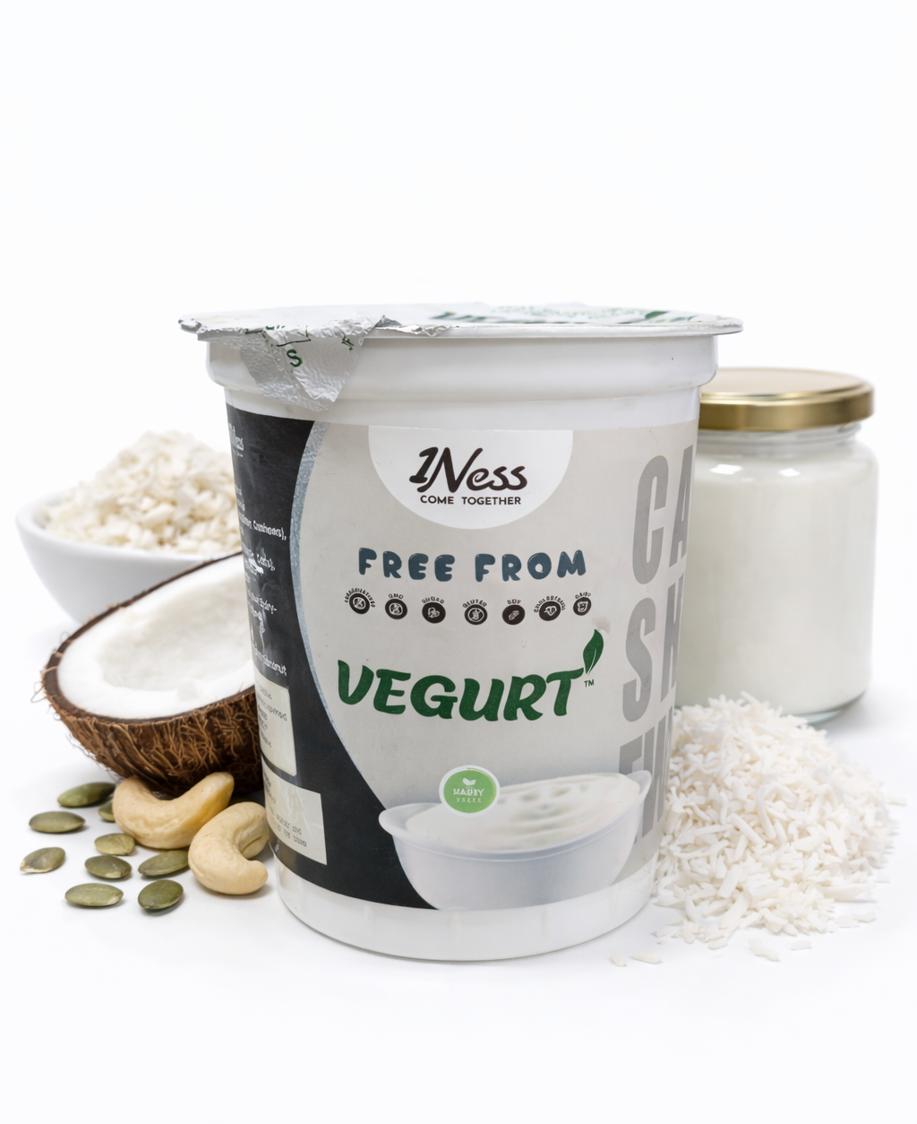 Vegan Yogurt | (Vegurt) Plant Based – Cashew Milk Yogurt – Vegan, Gluten Free, Dairy Free, Cholesterol Free &amp; Preservative Free – 1Ness – 400gm