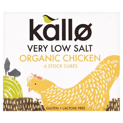 Very Low Salt Chicken Stock Cubes – Vegan, Gluten Free &amp; Lactose Free- Kallo Organic – 6 Cubes