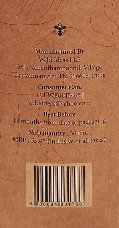 Vetiver Agarbathi - Incense Stick with Essential Oil-All Natural Blend of Bark Wood Powder  – Wild Ideas –  30 Sticks Pack
