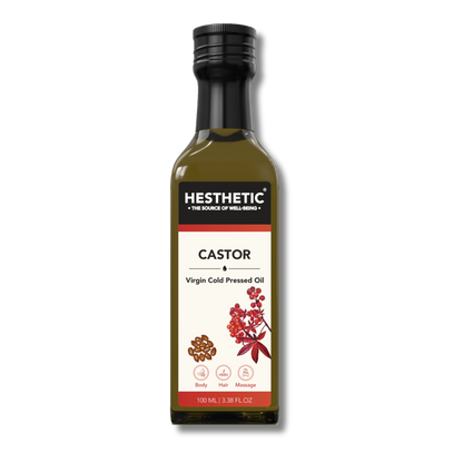 Castor Oil | Virgin Cold Pressed Oil - For Body, Hair &amp; Massage - HESTHETIC - 100ml