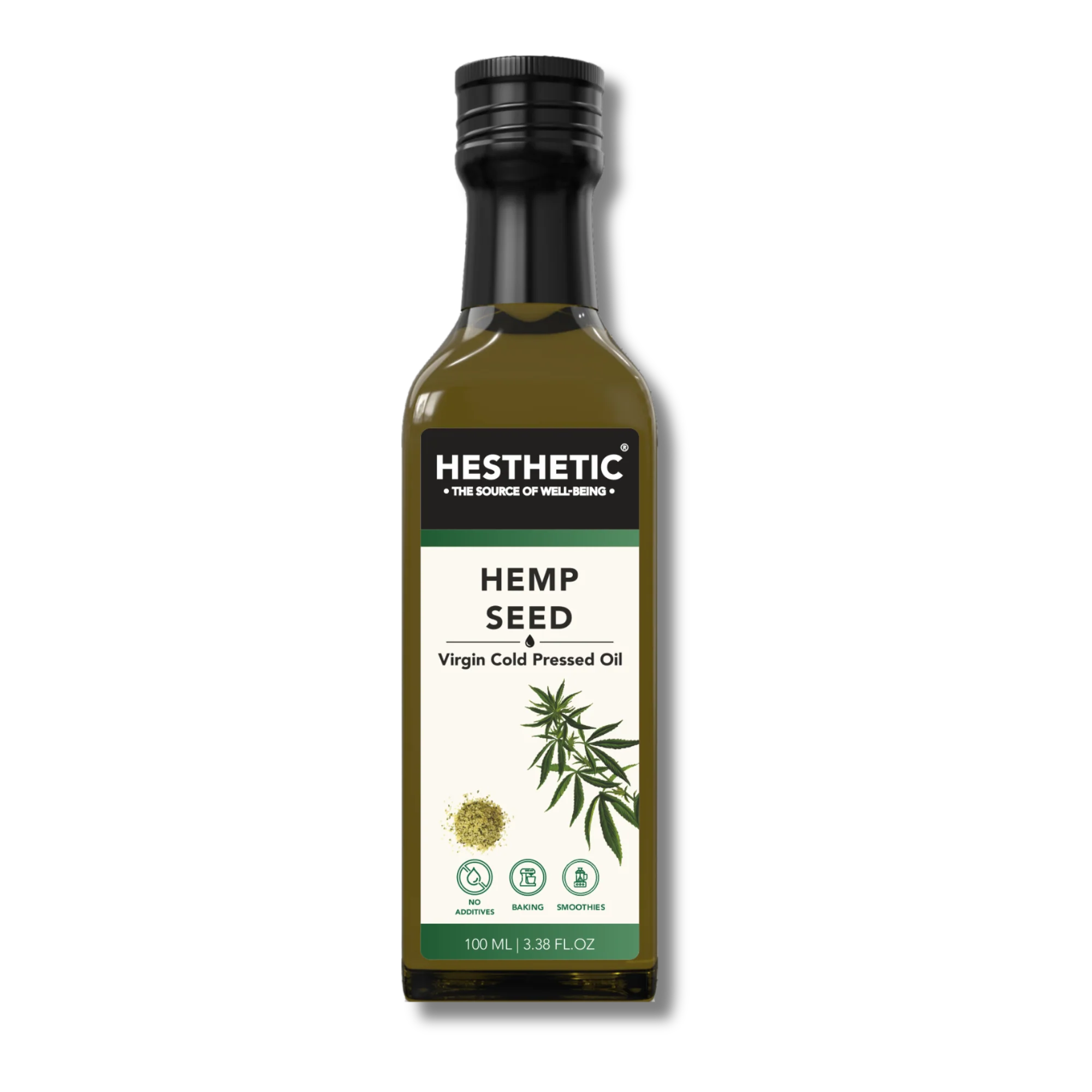 Hemp Seed Oil | Virgin Cold Pressed - For Baking &amp; Smoothies - No Added Additives - HESTHETIC - 100ml