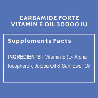 Vitamin E Oil | 30000 IU - Pharma Grade &amp;amp; Tested For Purity - 100% Natural Vitamin E Oil - For Skin, Hair &amp;amp; Stretch Marks Reduction - Paraben Free &amp; Sulphate Free - Carbamide Forte - 30ml