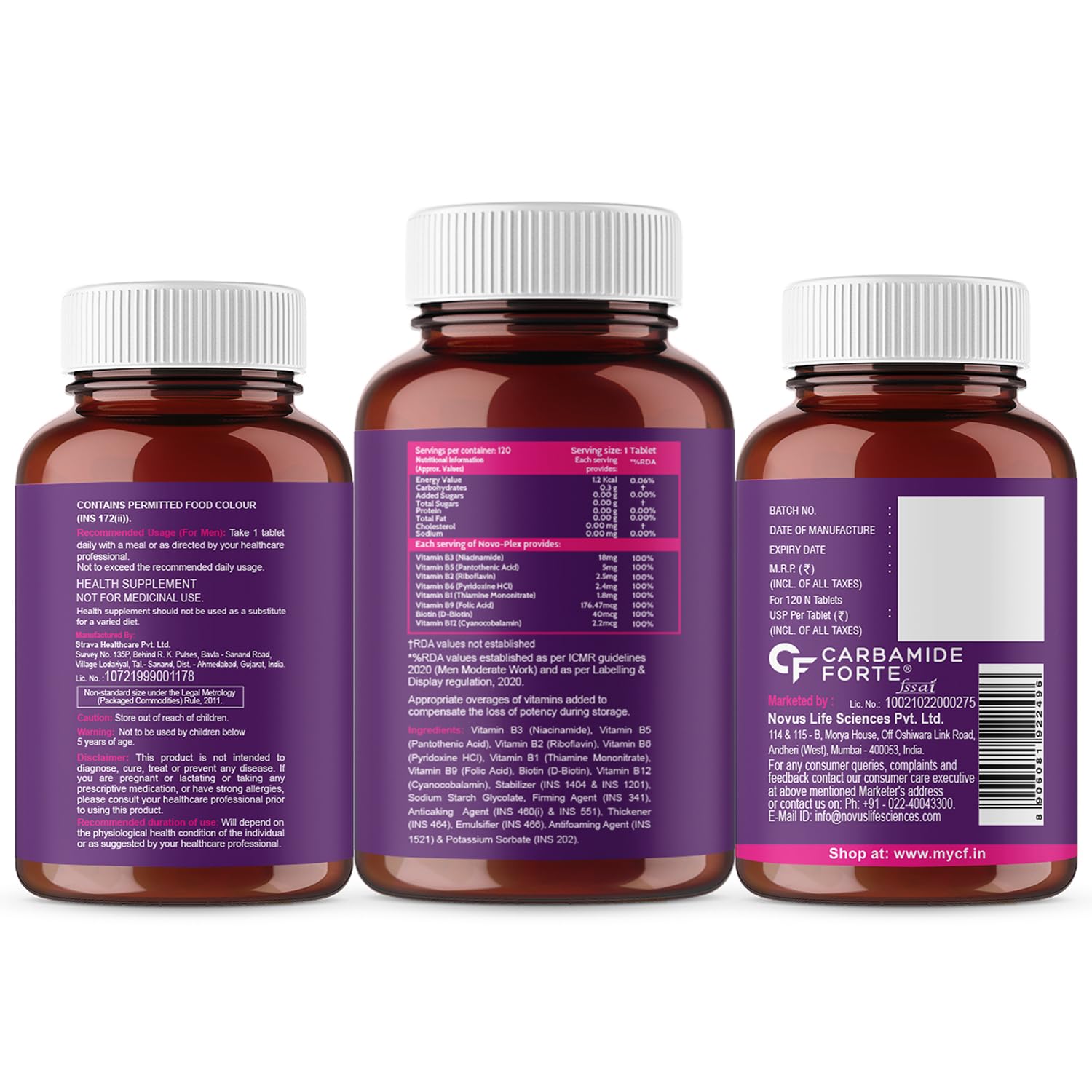 Vitamin B Complex | Supports Energy &amp; Immunity - Vitamin B Complex Supplements For Women &amp; Men - Carbamide Forte - 120 Tablets