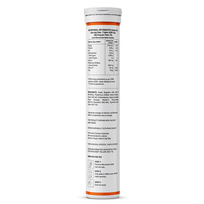 Vitamin C | Vitamin C With Amla &amp; Zinc – 1000 mg – Orange Flavour – For Immunity &amp; Skin Care – Gluten Free, Non GMO, No Added Sugar – Pure Nutrition – 20 Effervescent Tablets