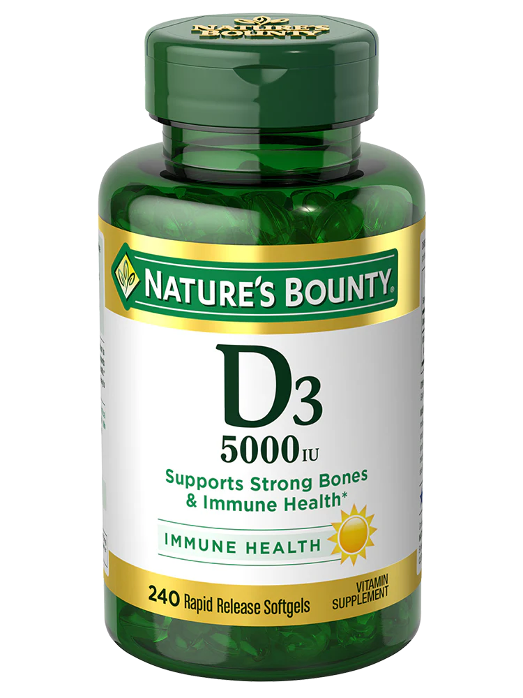 Vitamin D3 | 125mg (5000 IU) - Immune Health - Gluten Free, No Artificial Flavor, Sugar Free, Dairy Free, No Soy &amp; Sodium Free - Nature&