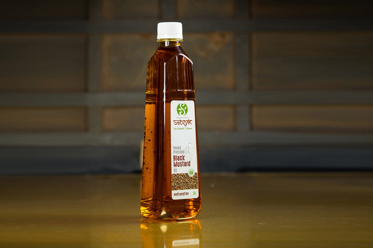 Mustard Oil | Black Mustard Oil – Wood Pressed Oil – No Added Chemicals &amp;amp; No Added Artificial Preservatives - Satvyk – 1000ml