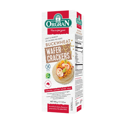 Wafer Cracker | Multigrain (With Buckwheat) - Light &amp;amp; Crunchy - 40 Calories Per Serve - Vegan, Gluten Free, Dairy Free, Egg Free, No Artificial Colour, Flavour, Preservatives &amp;amp; No Added Msg - Orgran - 100gm