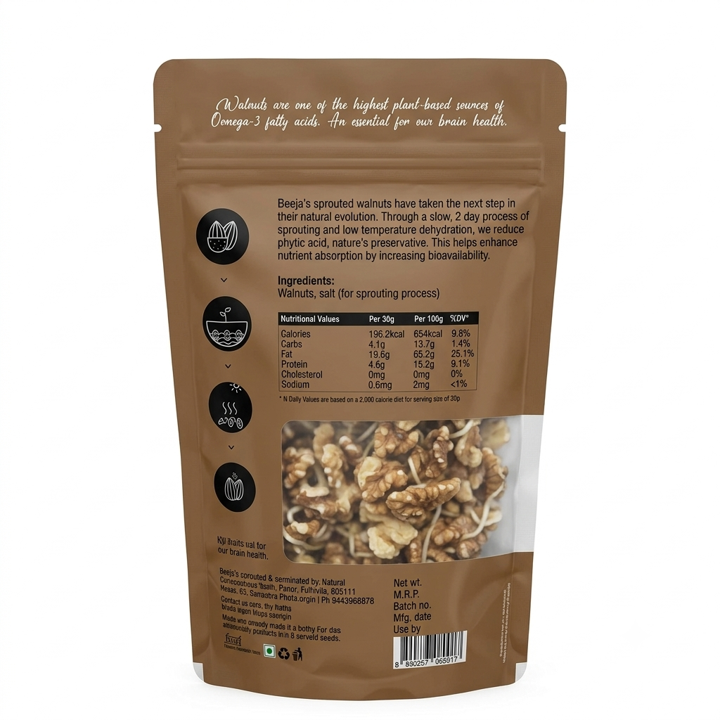 Walnut | Sprouted – Raw - Activated – Natural – Vegan – Beeja – 200gm