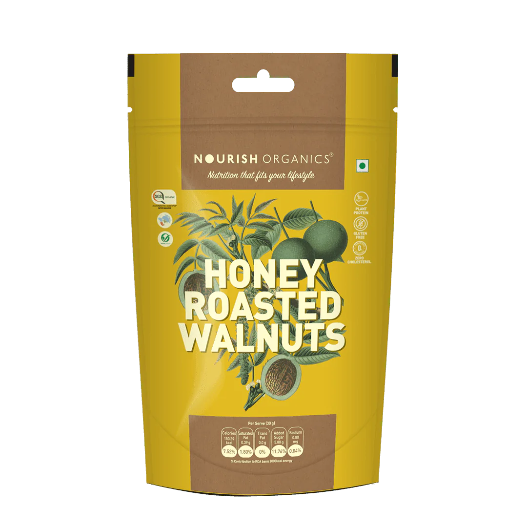 Walnuts | Honey Roasted - Gluten Free, Keto Friendly & High Protein - Nourish Organics - 100gm