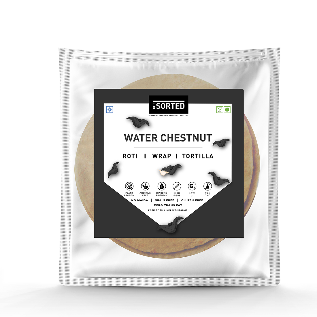 Tortilla | Water Chestnut - Roti - Wrap - Vegan, Gluten Free, No Maida, Grain Free, Diabetic Friendly & No Additives – Get Sorted - Pack Of 5