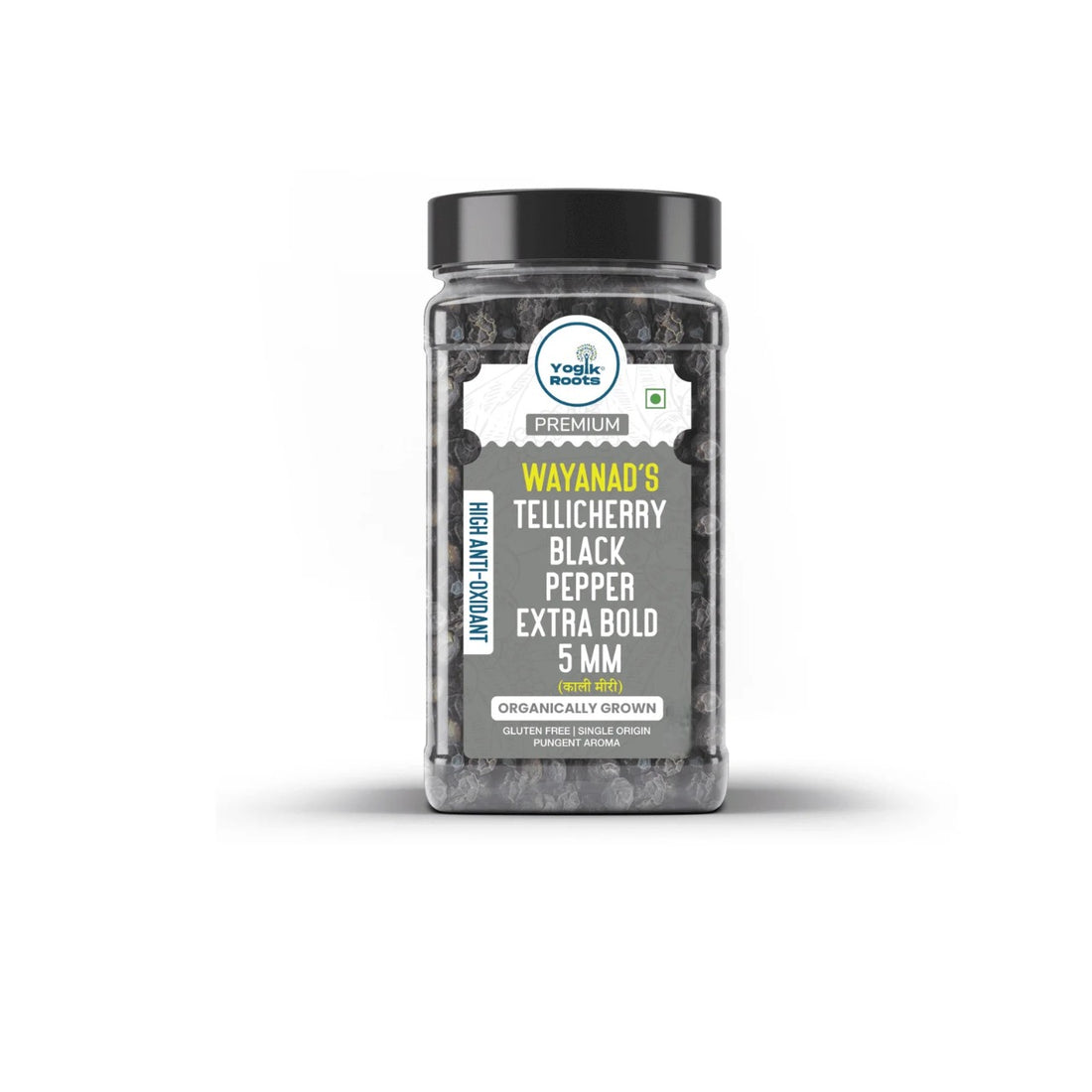 Pepper | Wayanad’s (Tellicherry) - Black – Extra Bold 5mm – Single Origin – Organically Grown – Gluten Free, Pungent Aroma & High In Antioxidant – Yogik Roots – 150gm