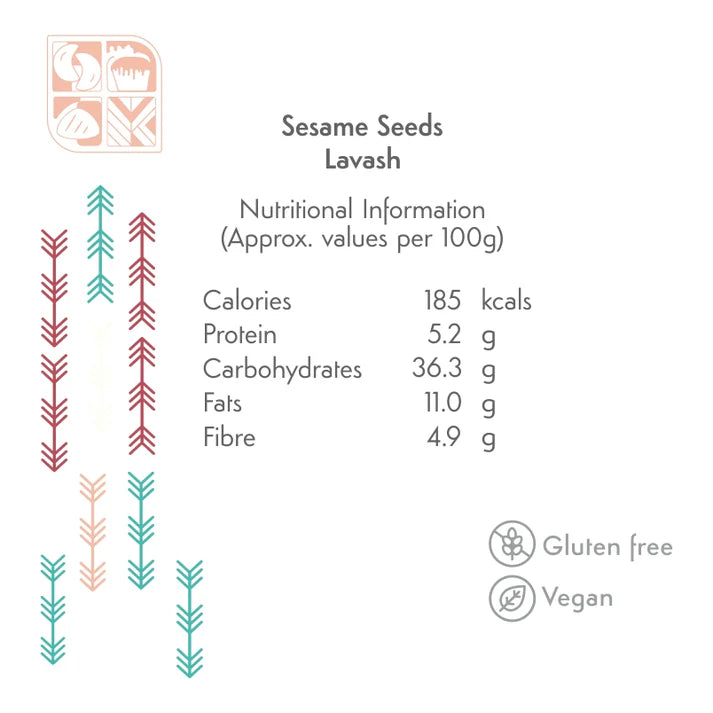 Crackers | Sesame Seeds Lavash - Roasted Sesame Seeds– Vegan, Plant Based , Gluten Free – Karamele – 100gm