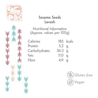 Crackers | Sesame Seeds Lavash - Roasted Sesame Seeds– Vegan, Plant Based , Gluten Free – Karamele – 100gm