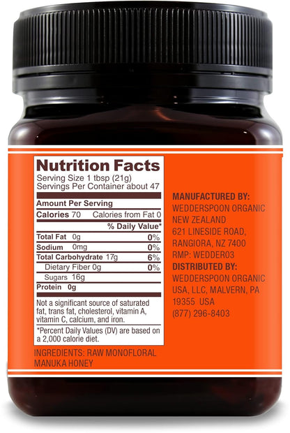Manuka Honey | Raw Manuka Honey K Factor 16+ - Wedderspoon -  1000gm